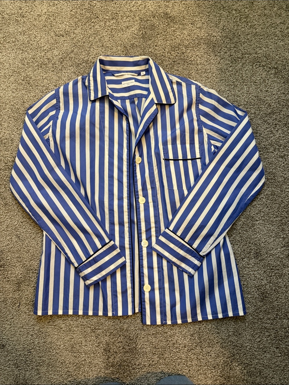 Arthur & Fox Paris Blue White Striped Button Down Shirt Size 2